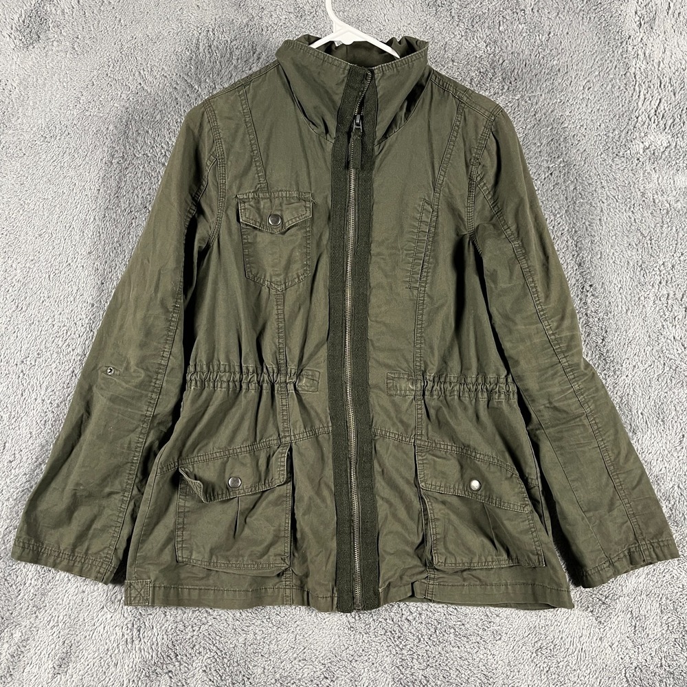 Ashley by 26 International Military Utility Jacket Womens Medium Green Full Zip
